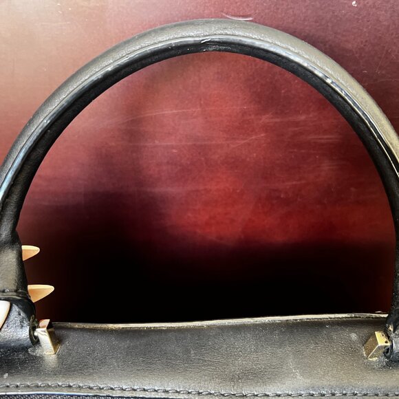 Black Leather Kate Spade Helena Studded Satchel - Missing crossbody strap. - Picture 14 of 16